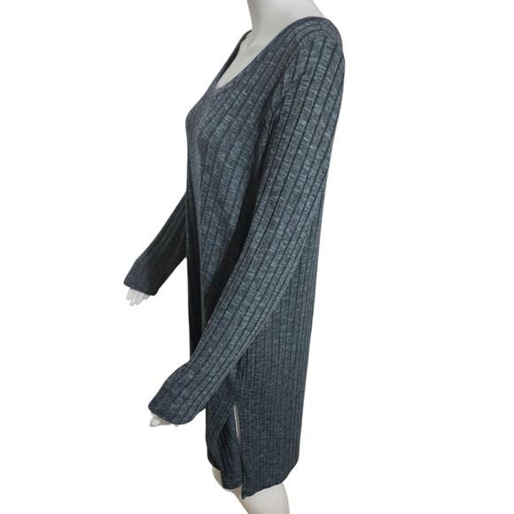 Soma Medium Ribbed Knit Side Slit Tunic SAGE Green Longline Blouse Top Shirt - Picture 6 of 13